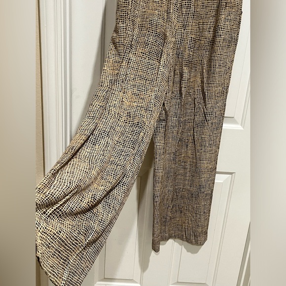 DOROTHY SCHOELEN PLATINUM TAN/ BROWN VINTAGE WIDE LEG ELASTIC WAIST PANTS SZ 16 - Picture 5 of 10